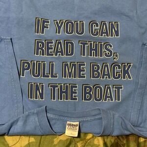 Vintage 00s fishing humor gildan ultra cotton tee baby blue size XL/22.5‎